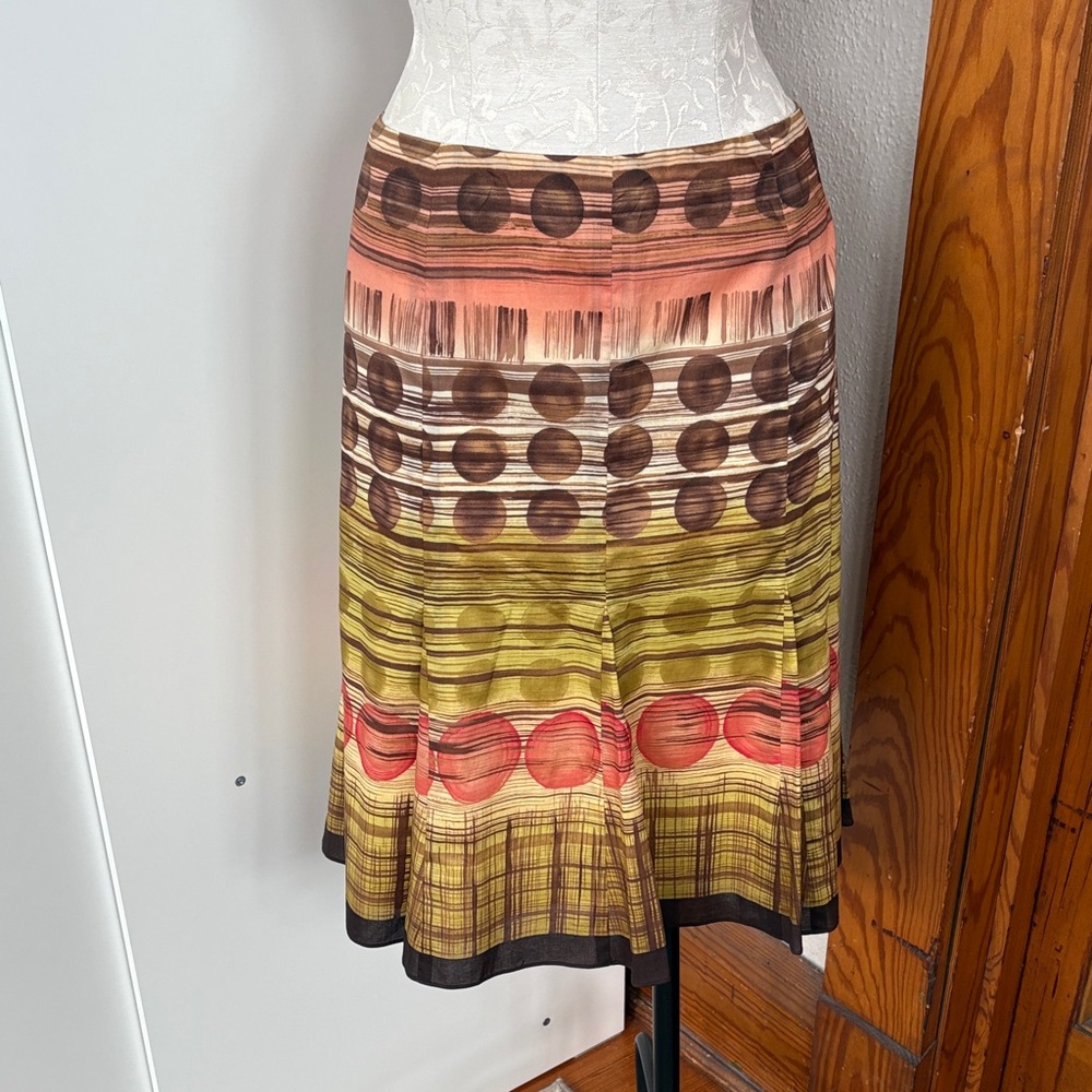 Talbots A-Line Skirt with Brown and Green Stripes